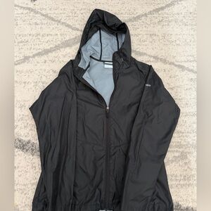Columbia Windbreaker Jacket Full Zip Hooded NylonLightweight Black Womens S